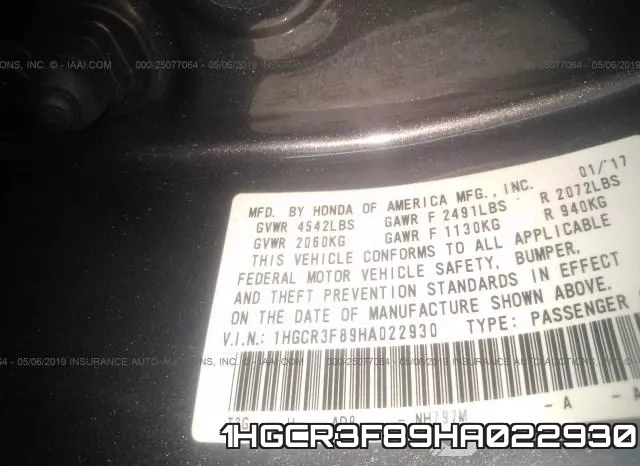 1HGCR3F89HA022930 фото 10