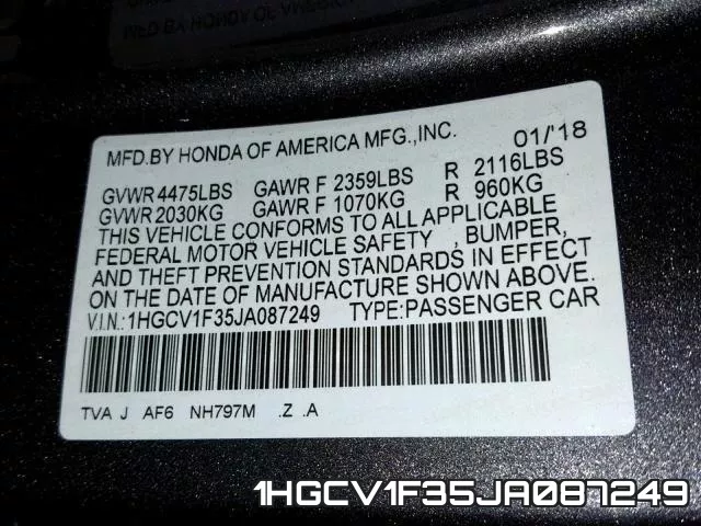 1HGCV1F35JA087249 фото 2