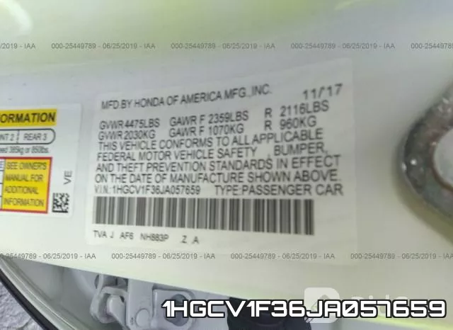 1HGCV1F36JA057659 фото 10