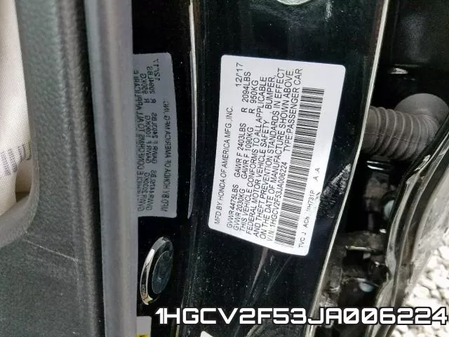 1HGCV2F53JA006224 фото 2