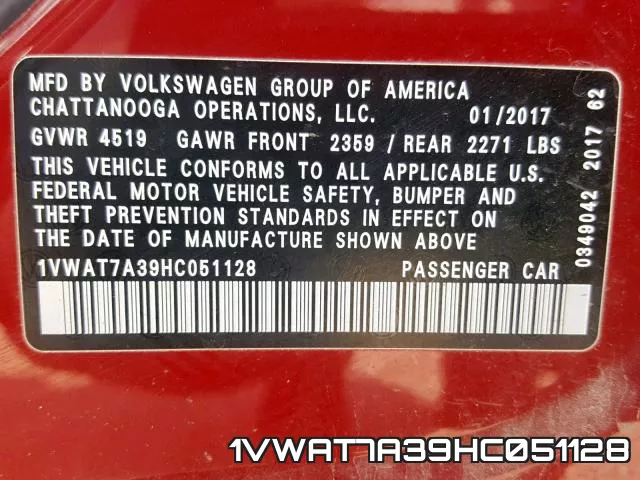 1VWAT7A39HC051128 фото 2