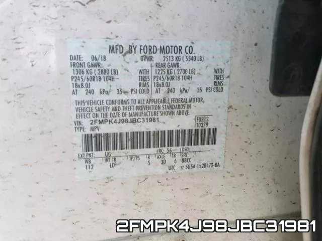 2FMPK4J98JBC31981 фото 2