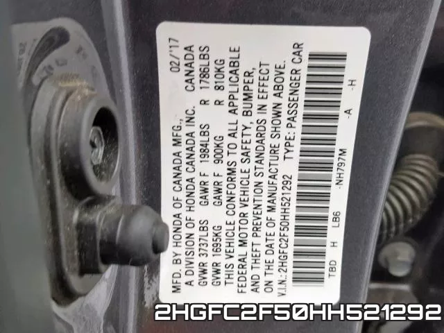 2HGFC2F50HH521292 фото 2