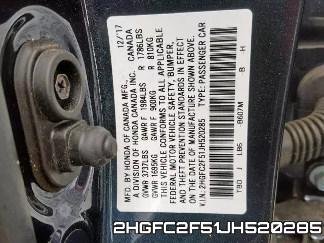 2HGFC2F51JH520285 фото 2
