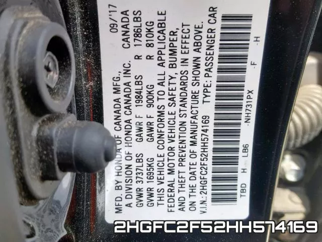 2HGFC2F52HH574169 фото 2