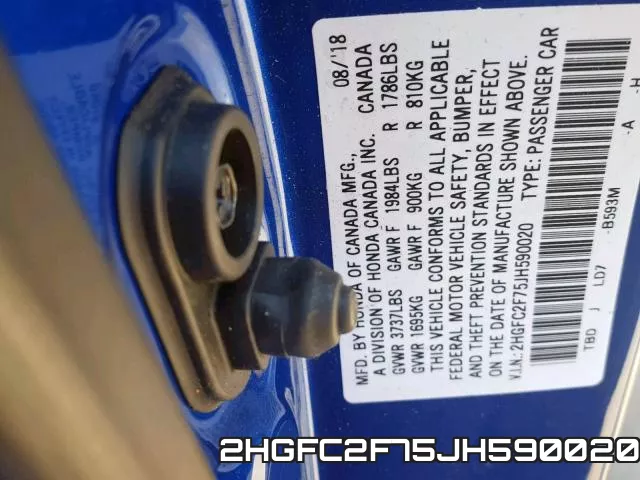 2HGFC2F75JH590020 фото 2