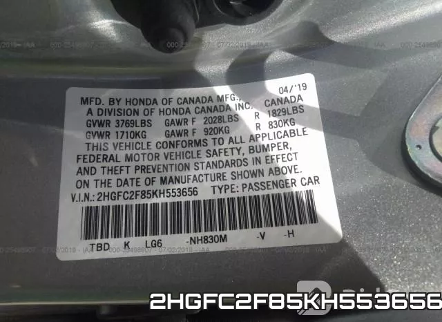 2HGFC2F85KH553656 фото 10