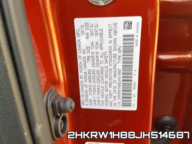 2HKRW1H88JH514687 фото 2