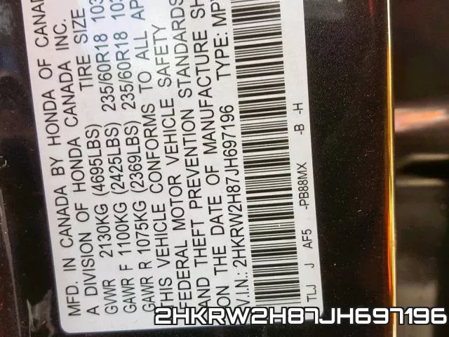 2HKRW2H87JH697196 фото 2