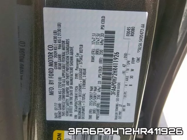 3FA6P0H72HR411926 фото 2