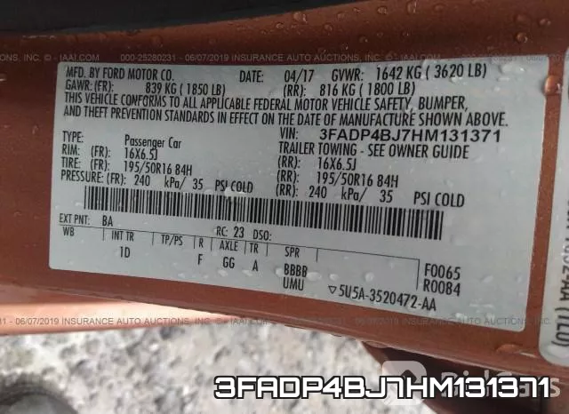 3FADP4BJ7HM131371 фото 10