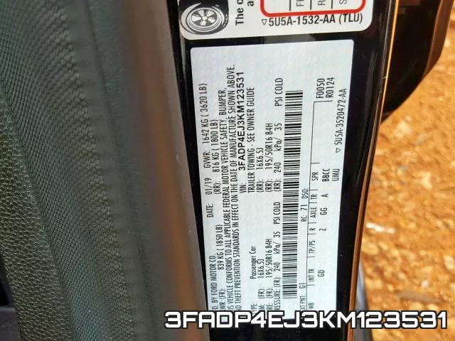 3FADP4EJ3KM123531 фото 2