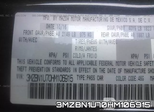 3MZBN1U70HM106915 фото 10