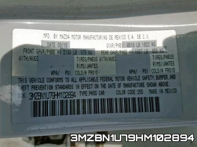 3MZBN1U79HM102894 фото 2