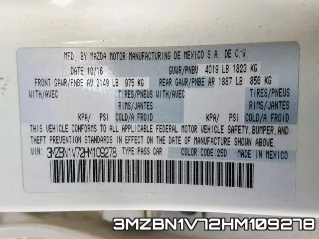 3MZBN1V72HM109278 фото 2