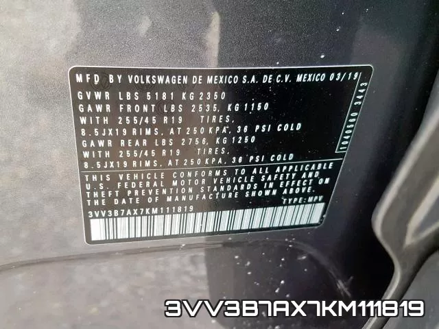 3VV3B7AX7KM111819 фото 2