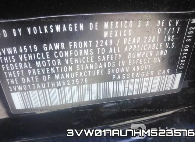 3VW017AU7HM523576 фото 10
