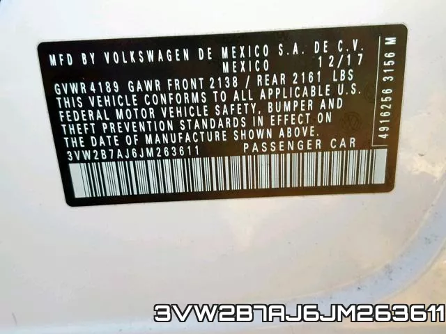 3VW2B7AJ6JM263611 фото 2