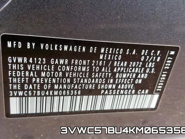 3VWC57BU4KM065356 фото 2