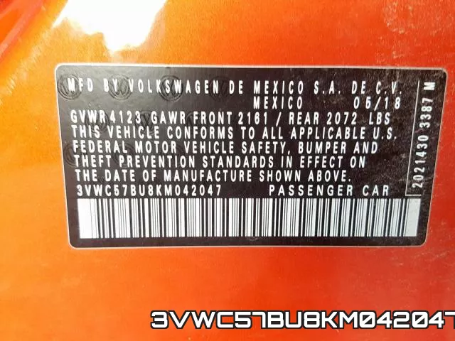 3VWC57BU8KM042047 фото 2