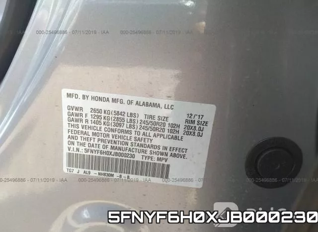 5FNYF6H0XJB000230 фото 10