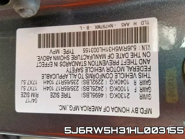 5J6RW5H31HL003155 фото 2