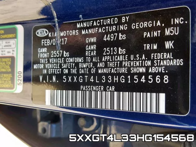 5XXGT4L33HG154568 фото 2