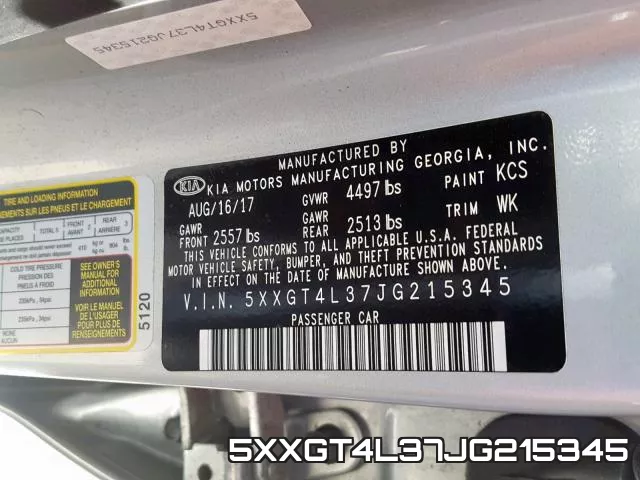 5XXGT4L37JG215345 фото 2