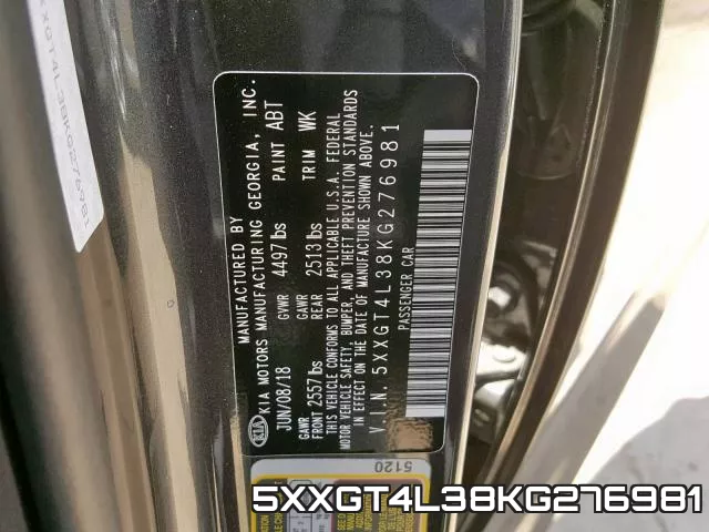 5XXGT4L38KG276981 фото 2