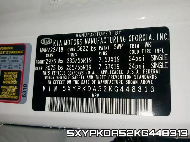 5XYPKDA52KG448313 фото 2