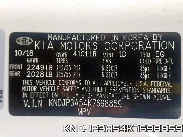 KNDJP3A54K7698859 фото 2