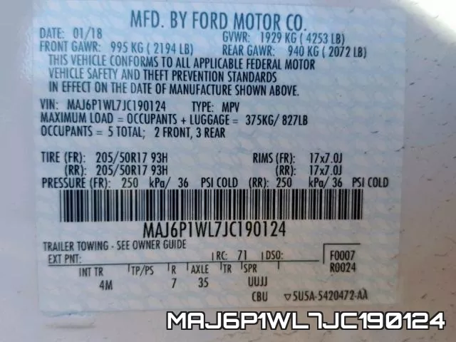 MAJ6P1WL7JC190124 фото 2