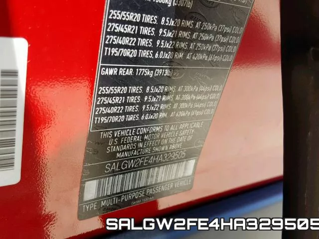 SALGW2FE4HA329505 фото 2