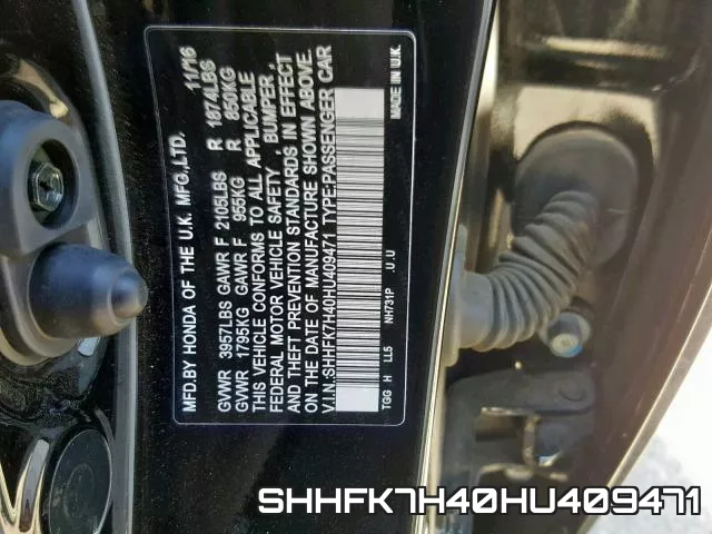SHHFK7H40HU409471 фото 2
