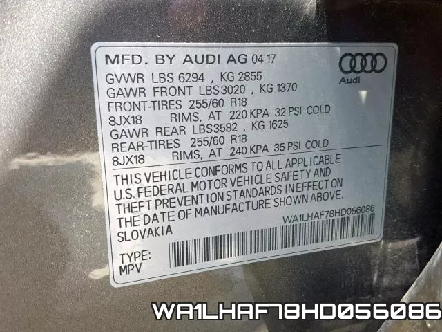 WA1LHAF78HD056086 фото 2
