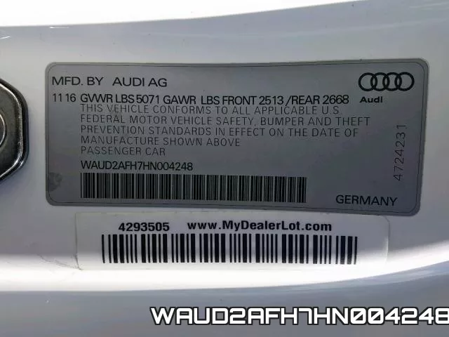 WAUD2AFH7HN004248 фото 2