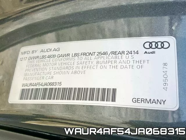 WAUR4AF54JA068315 фото 2