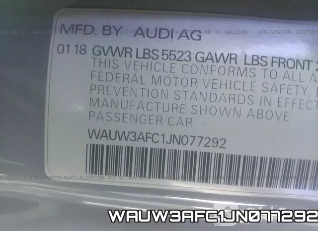 WAUW3AFC1JN077292 фото 10