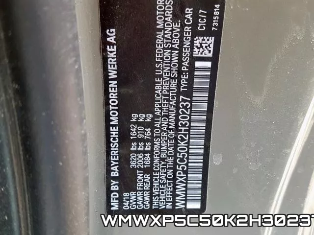 WMWXP5C50K2H30237 фото 2