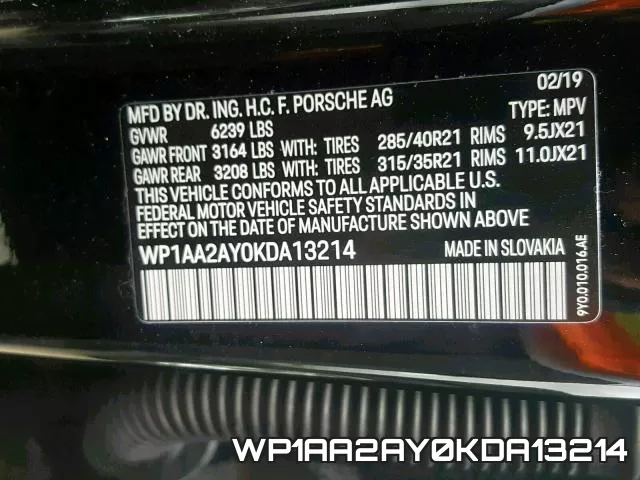 WP1AA2AY0KDA13214 фото 2