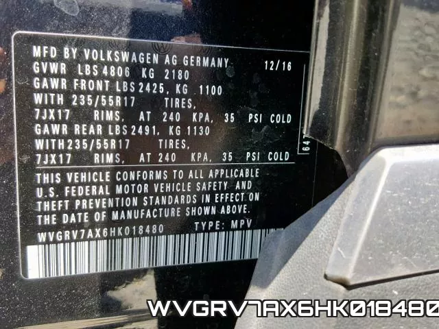 WVGRV7AX6HK018480 фото 2