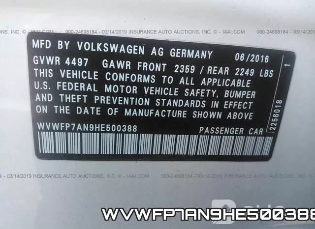 WVWFP7AN9HE500388 фото 10