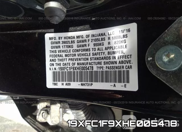19XFC1F9XHE005478 фото 10