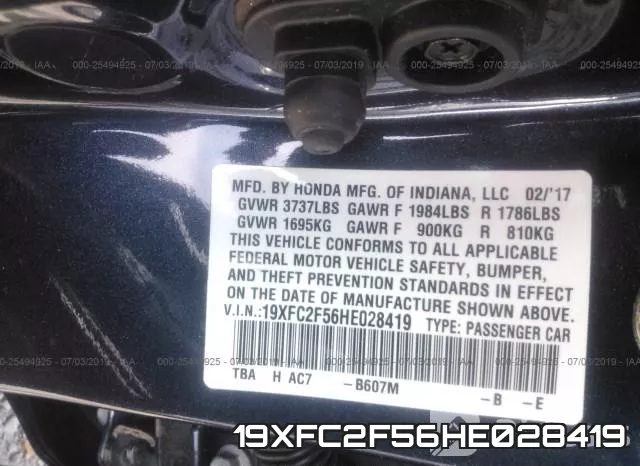 19XFC2F56HE028419 фото 10