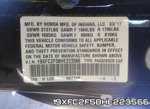 19XFC2F58HE223566 фото 10