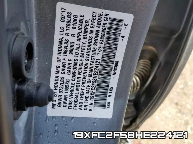 19XFC2F58HE224121 фото 2