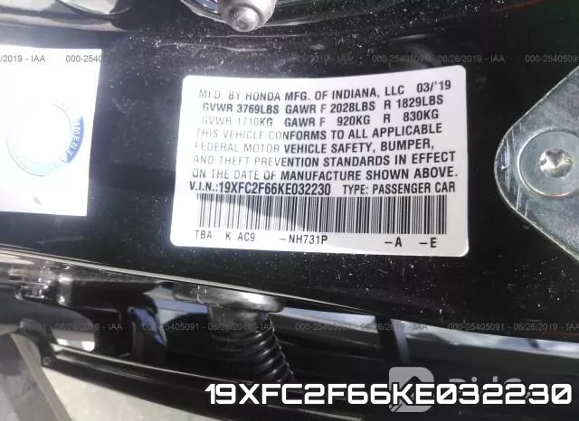 19XFC2F66KE032230 фото 10