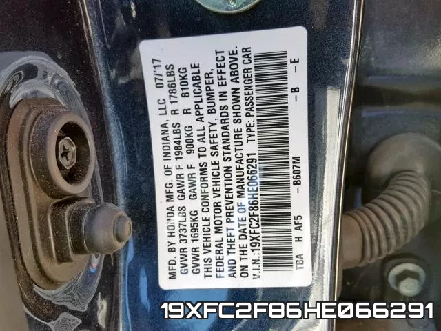 19XFC2F86HE066291 фото 2