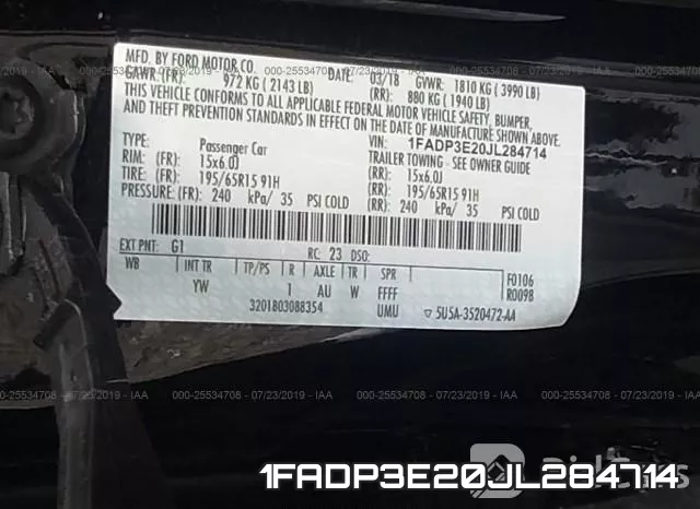 1FADP3E20JL284714 фото 10