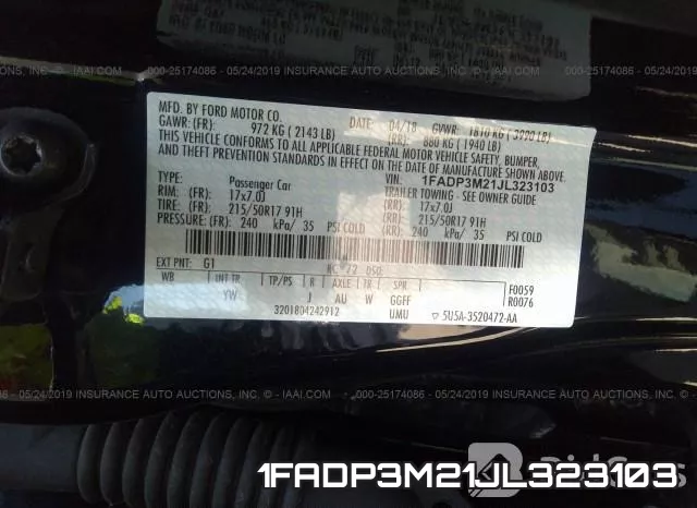 1FADP3M21JL323103 фото 10